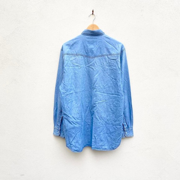 Vintage 90's NOW! Jeans Light Blue Denim Flap Pocket Oversized Shirt Medium. - Picture 4 of 4